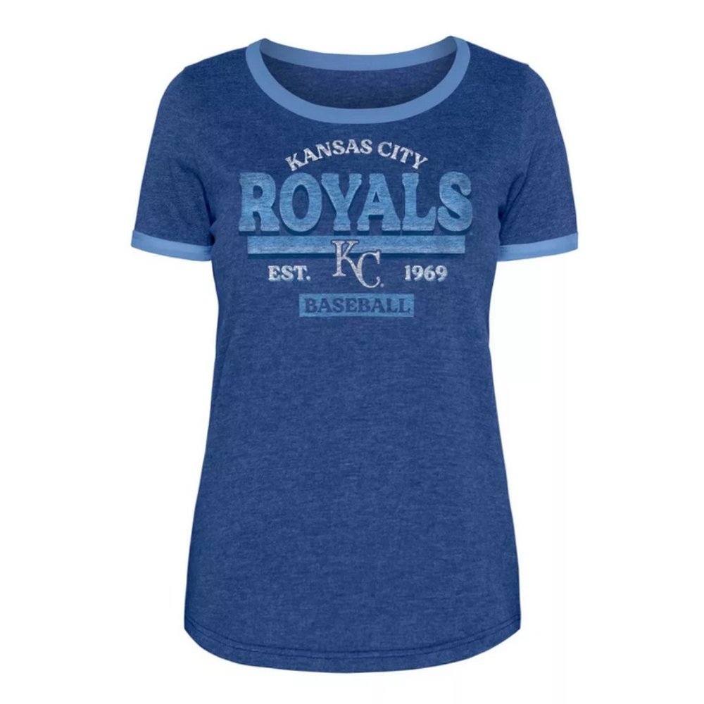 MLB Kansas‎ City Royals Women's Heather Bi-Blend Ringer T-Shirt L